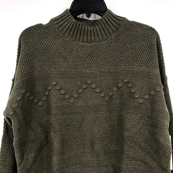 Pink Clover Gabriel Textured Sweater Large Olive Green Mock Neck Stitch Fix NWT - Picture 3 of 8